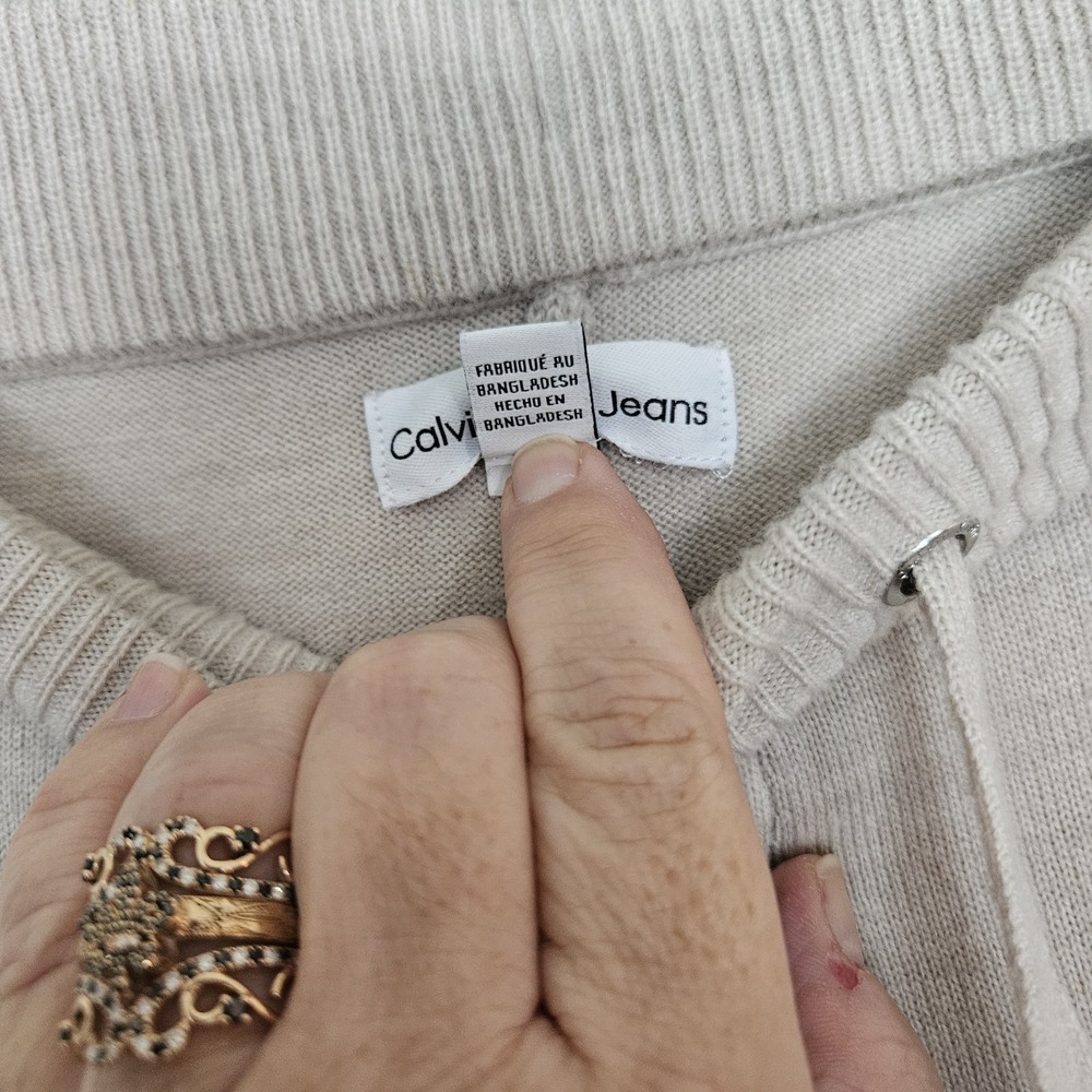 Calvin Klein Jeans Womens Small Beige Knit Jogger Pants Drawstring Sweater... - Picture 5 of 8